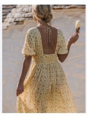 Spell Yellow Lisa Lemonade Floral Midi Dress